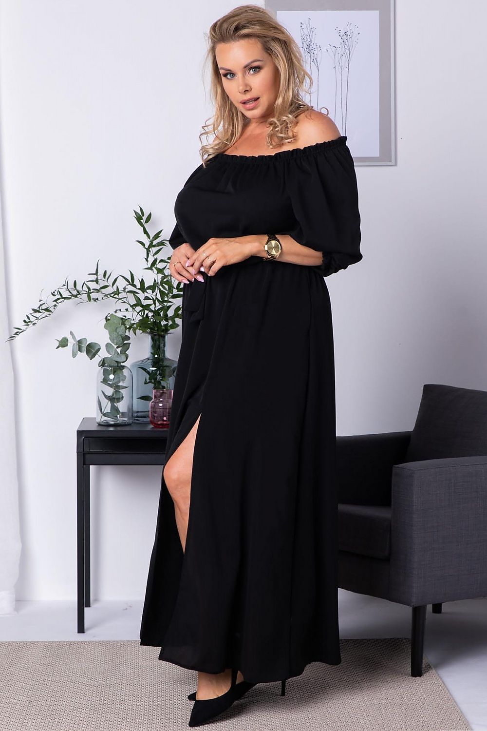 Plus Size Maxi Dress with Slit