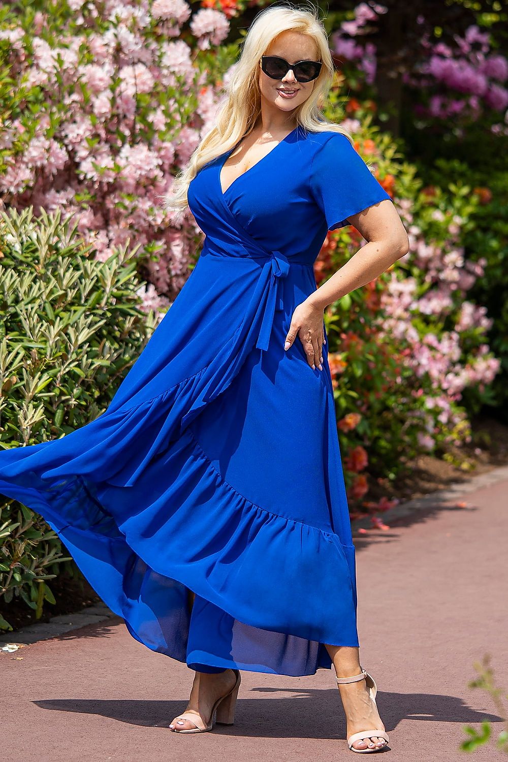 Plus Size Wrap Maxi Dress blue