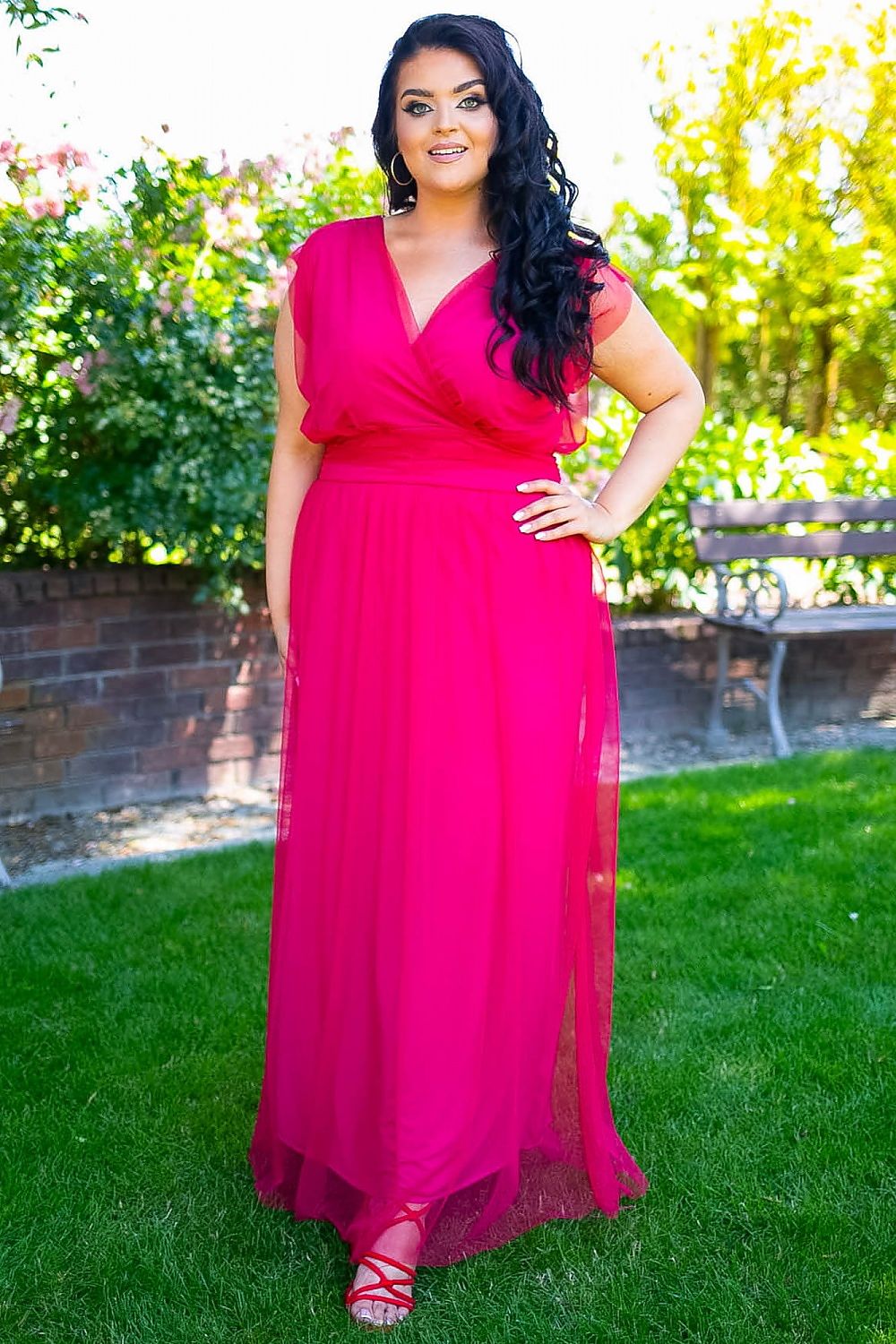 Plus Size Tulle Maxi Dress pink