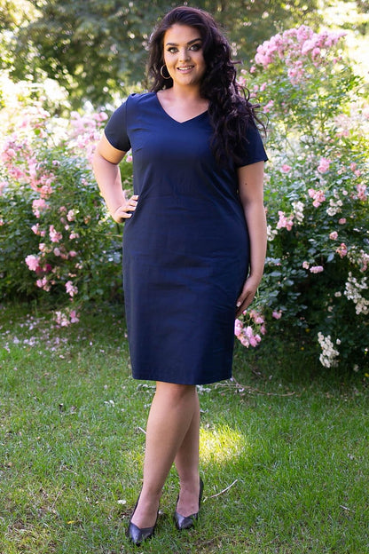 Classic Plus Size Pencil Dress navy blue