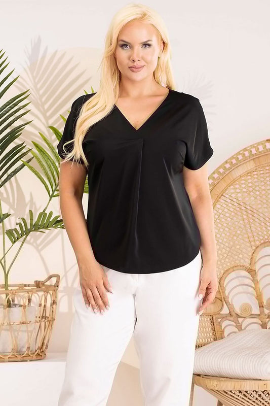 Plus Size Heart Neckline Blouse black