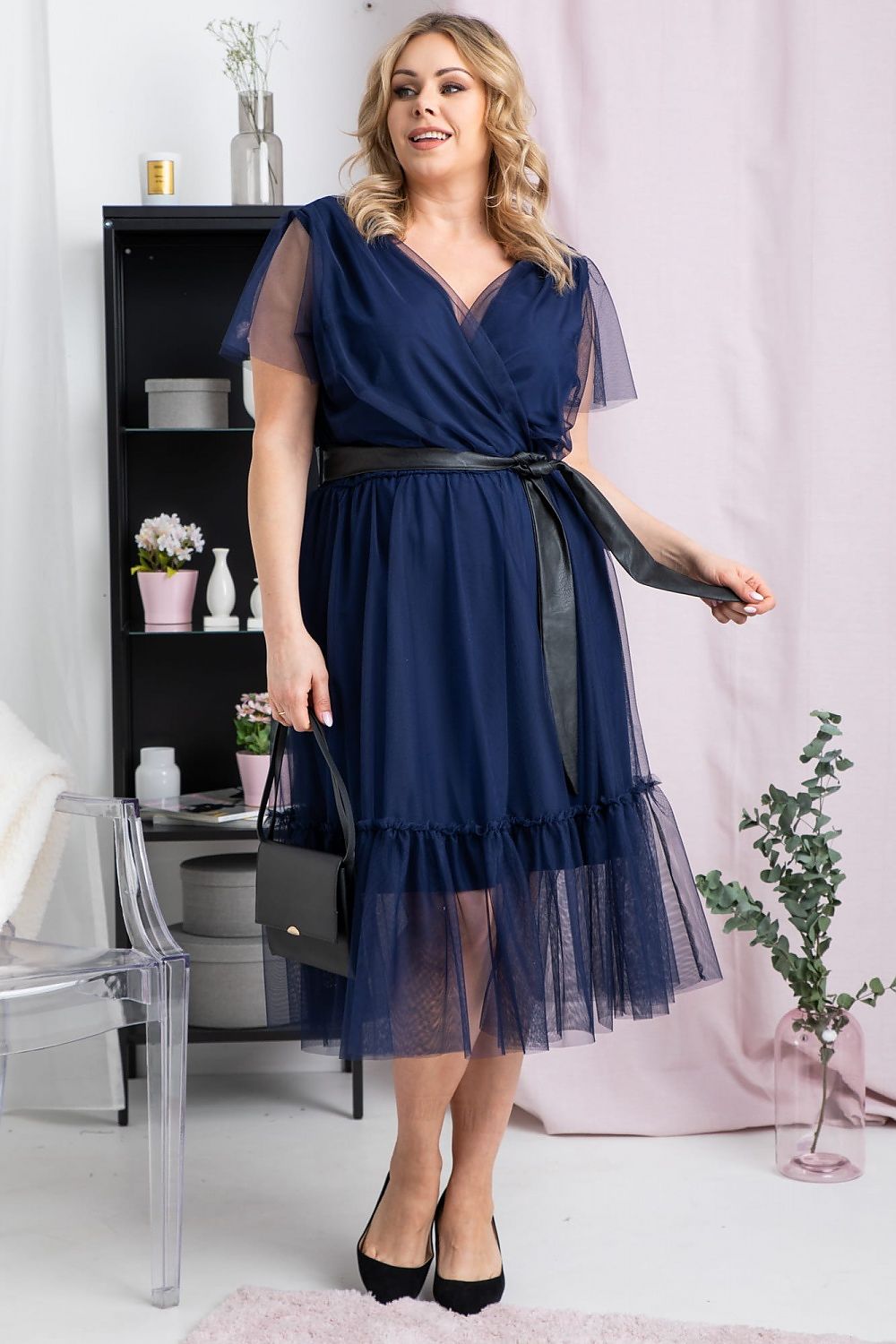 Plus Size Blush Dress navy blue