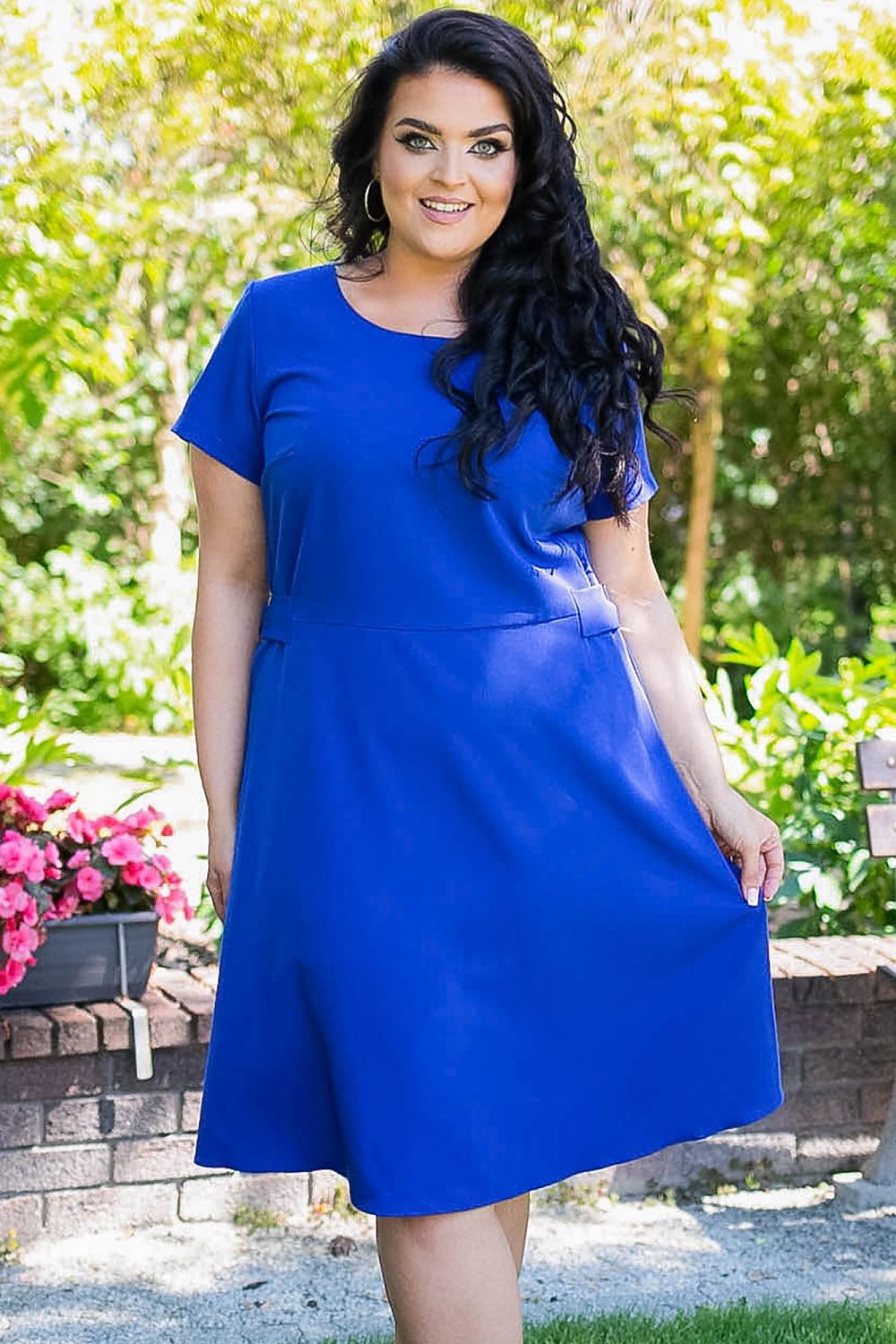 Plus Size Trapeze Dress blue