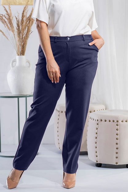 Plus Size High-Waisted Tapered Pants navy blue