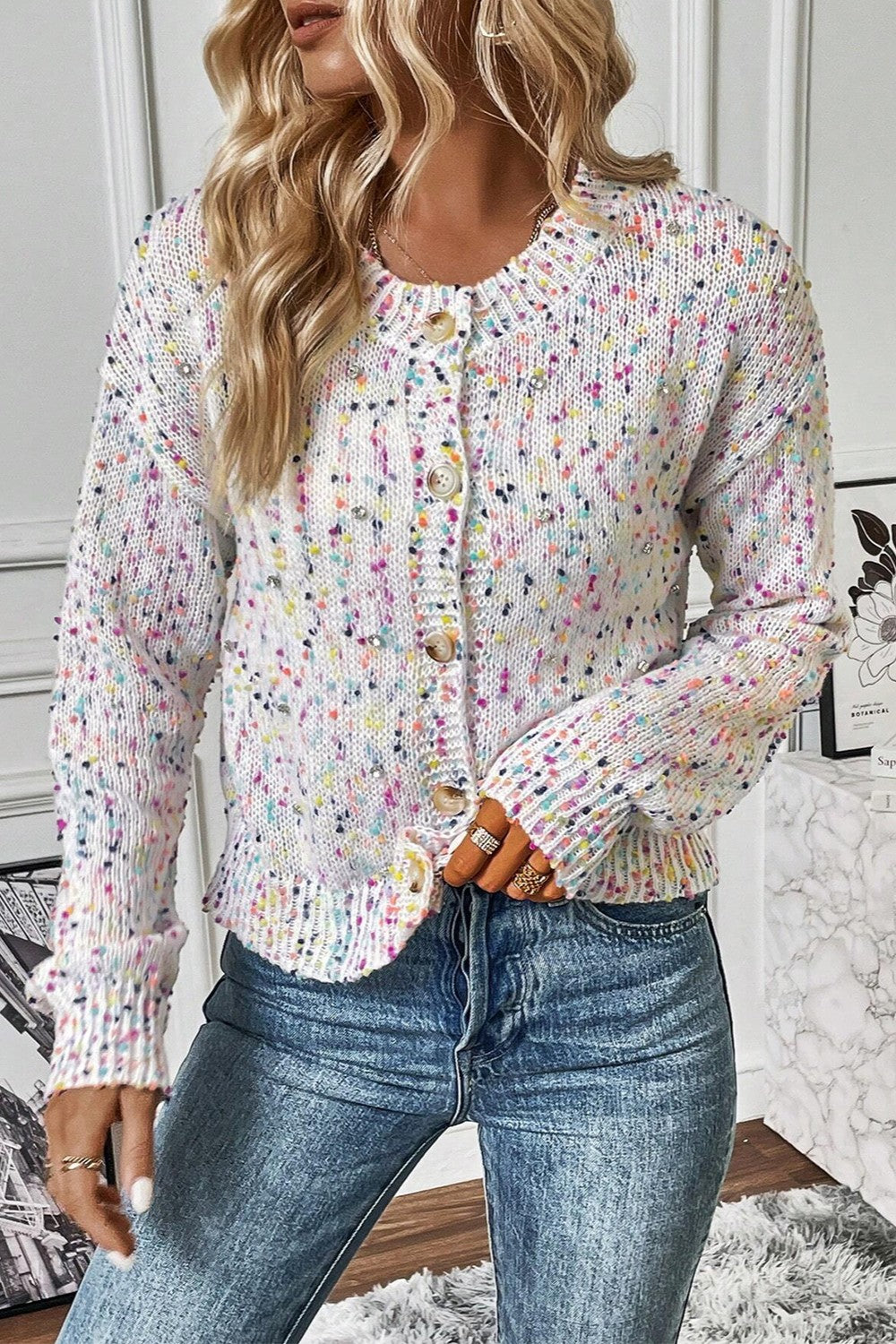 Women's Colorful Button-Down Cardigan