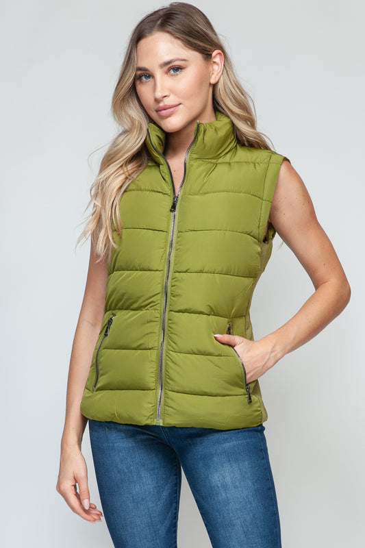 Snobbish Zip Up Turtleneck Vest with Pockets Cardamom Seed