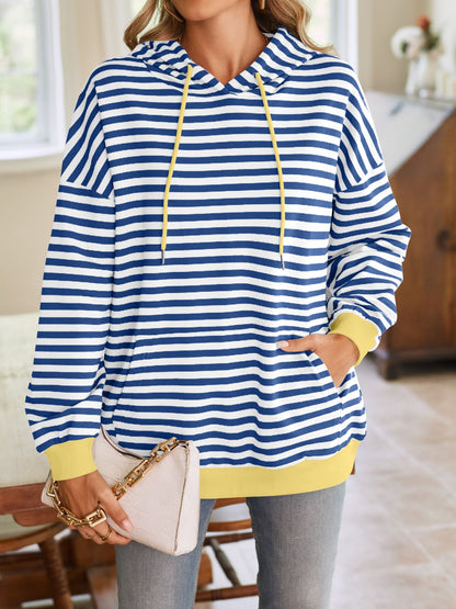 Striped Drawstring Hoodie