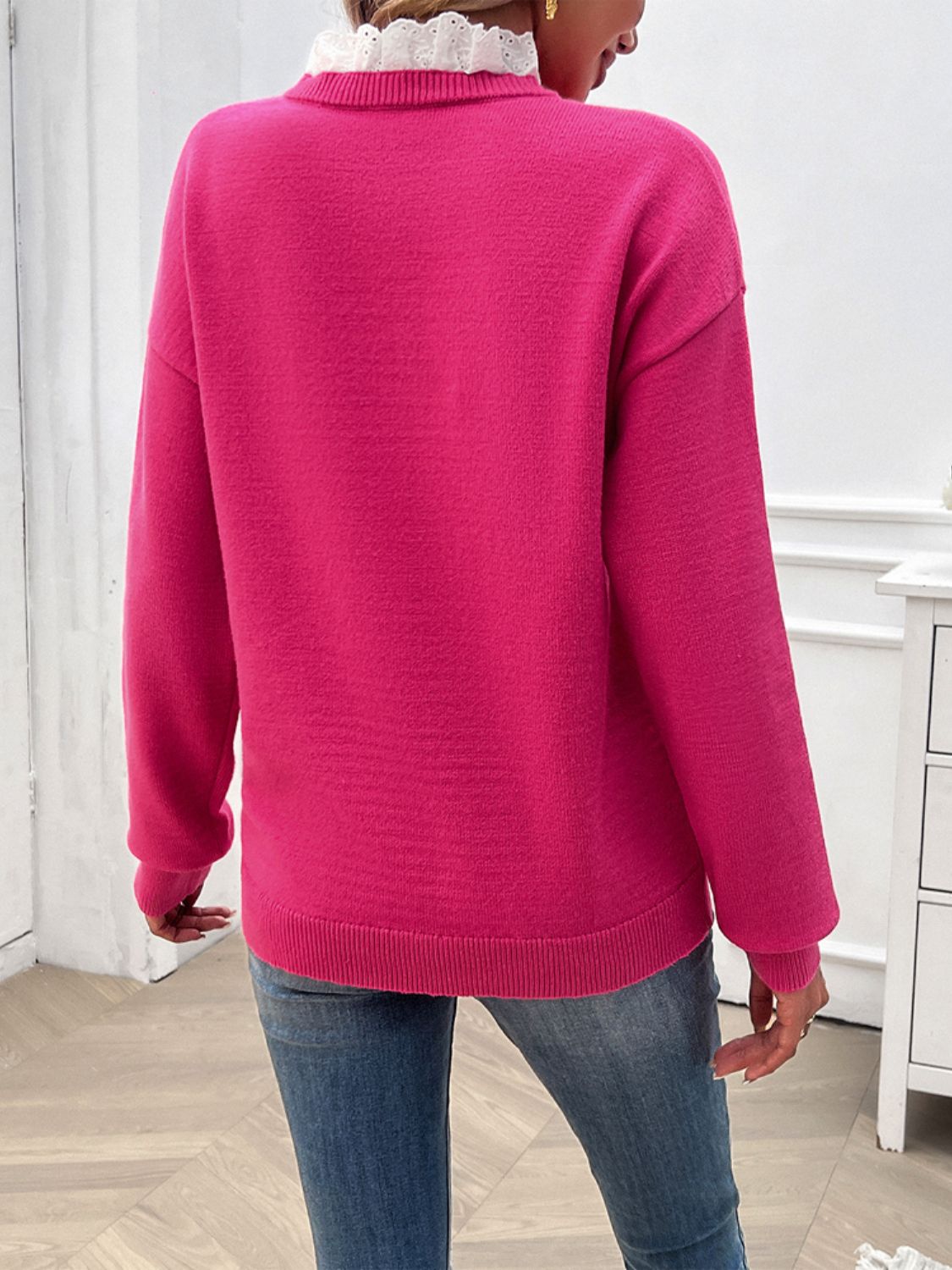 Women's Lace Trim Sweater