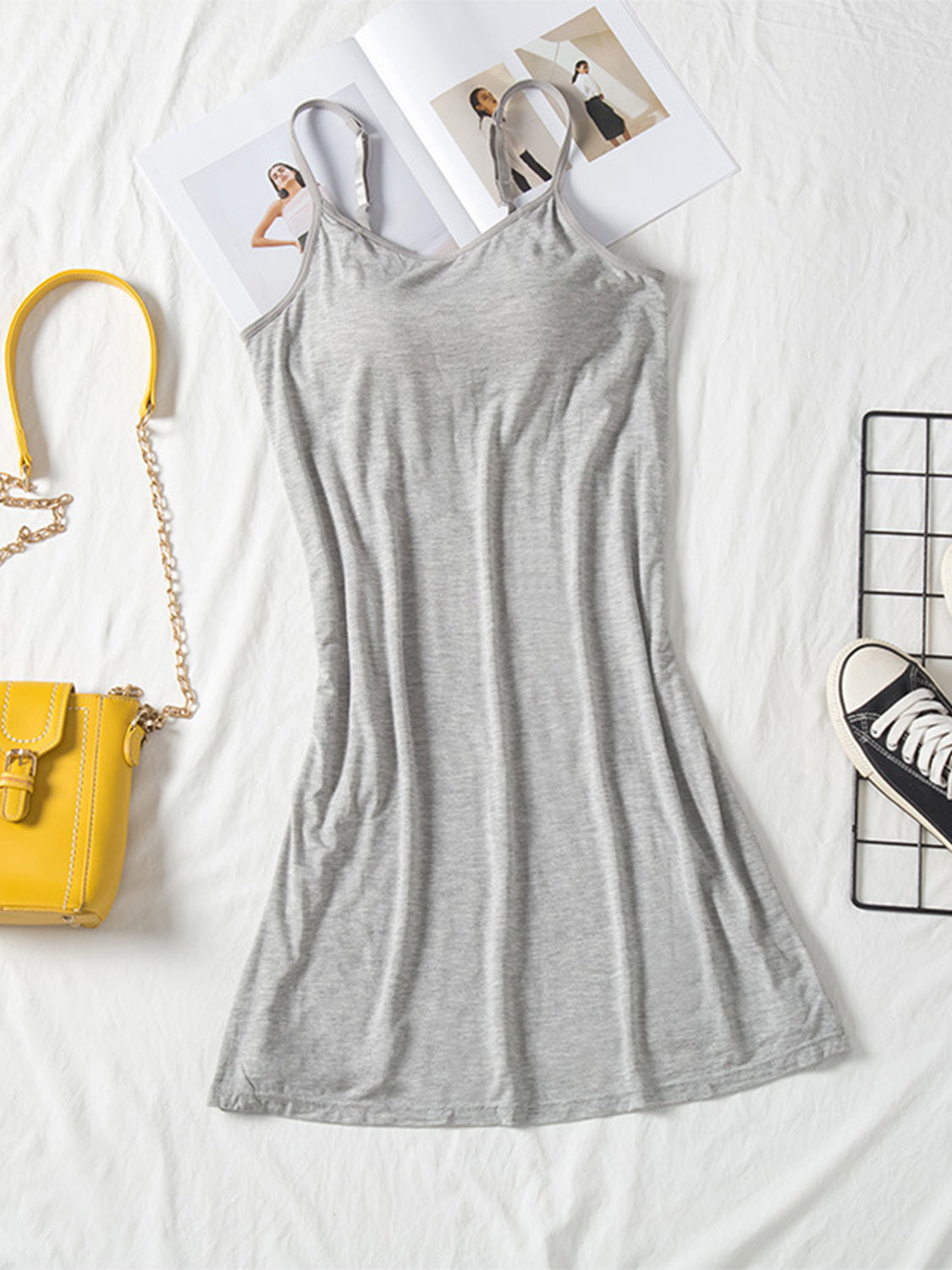 Everyday Cami Dress with Bra Gray