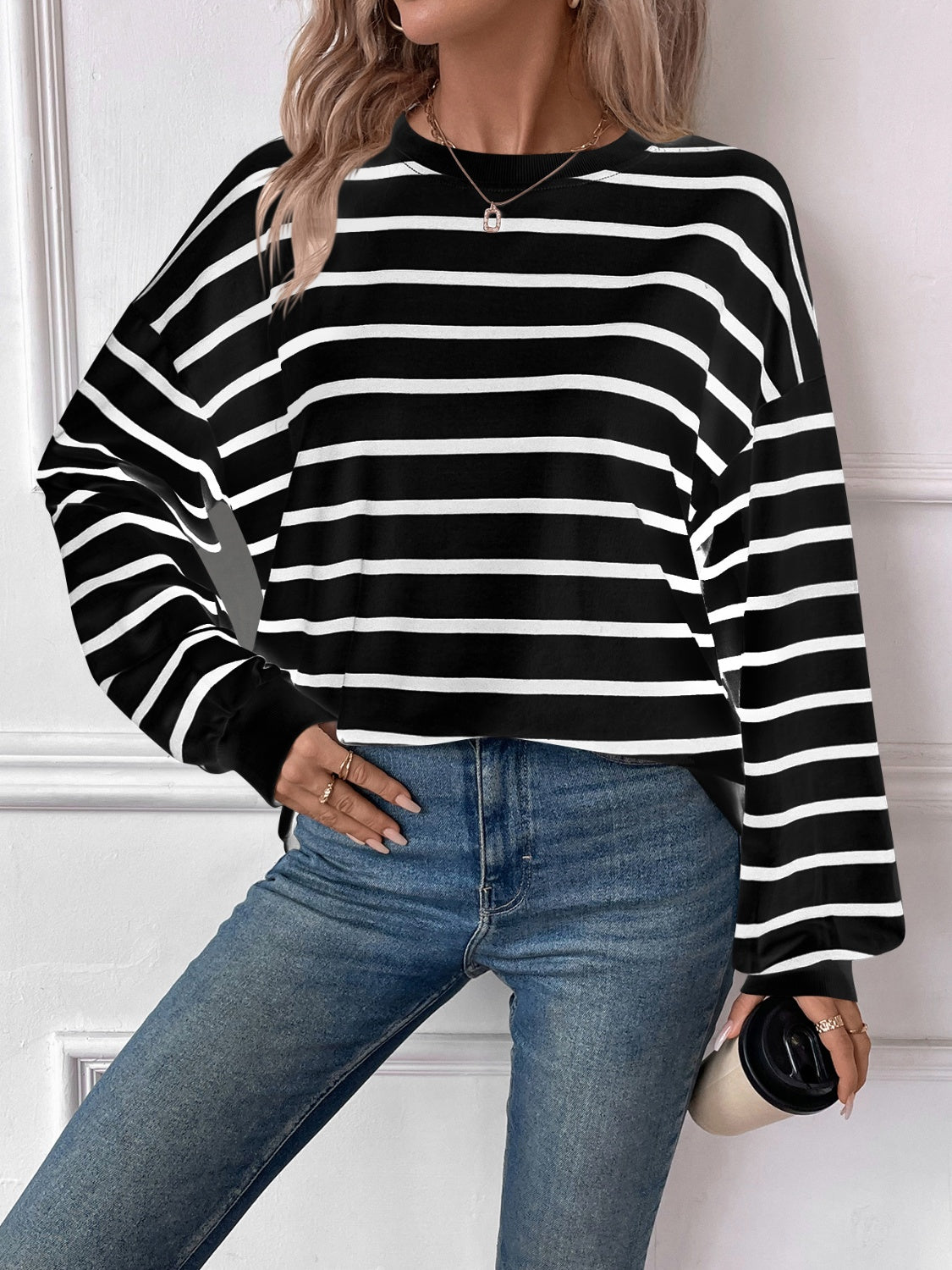 Striped Long Sleeve Sweatshirt