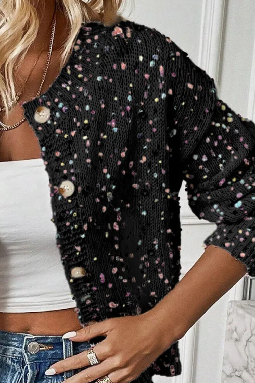 Women's Colorful Button-Down Cardigan