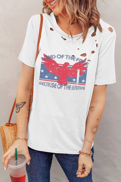 Patriotic Cutout Tee White