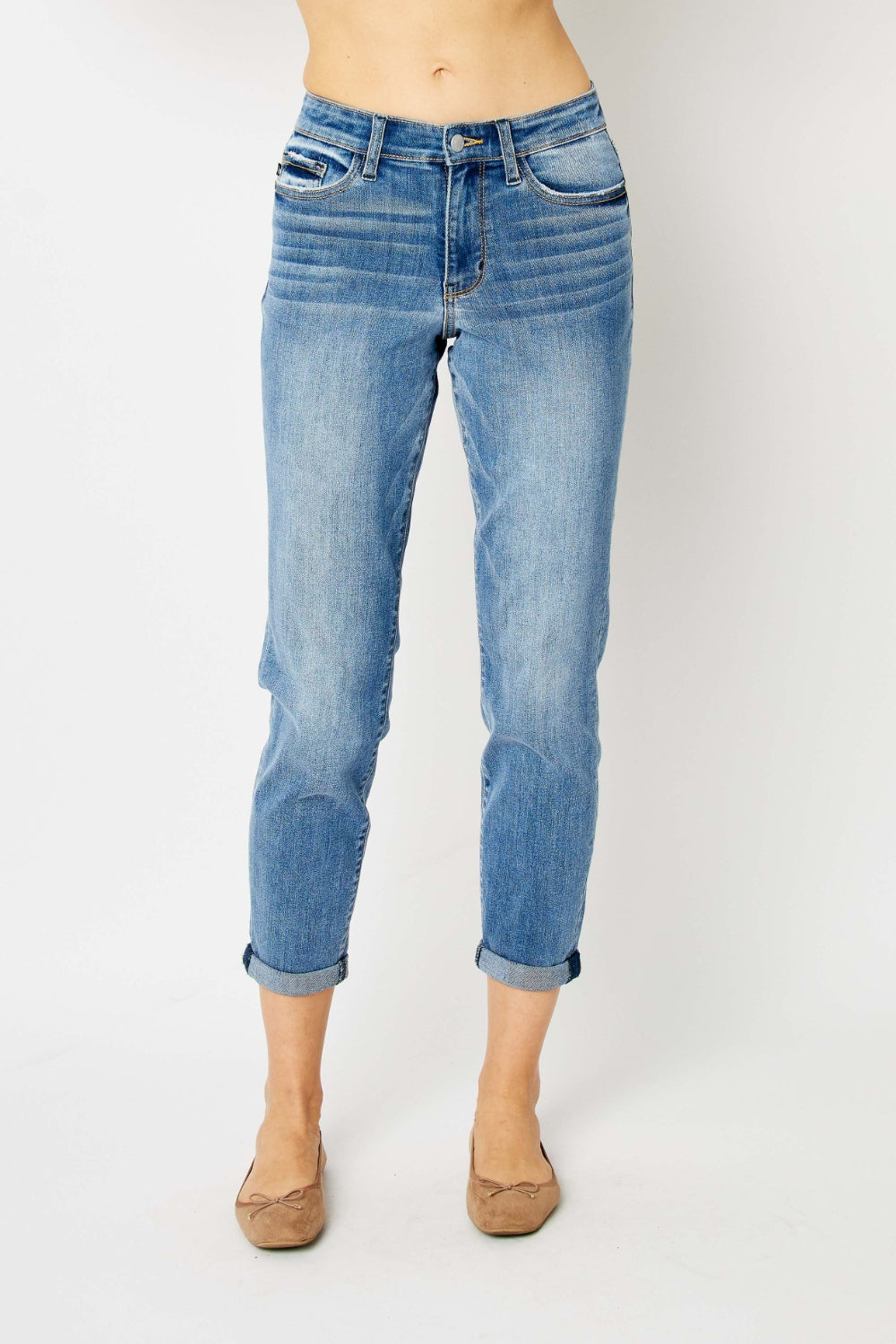 Judy Blue Low-Rise Cuffed Slim Jeans Medium