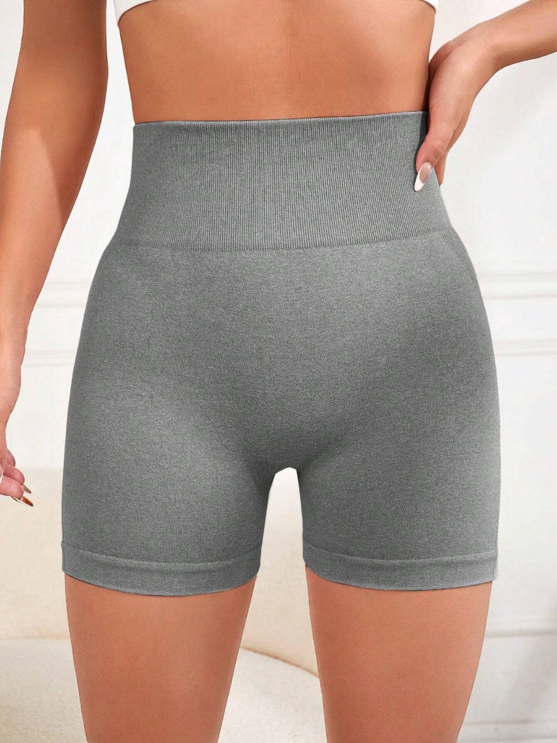 High Waist Active Shorts Gray