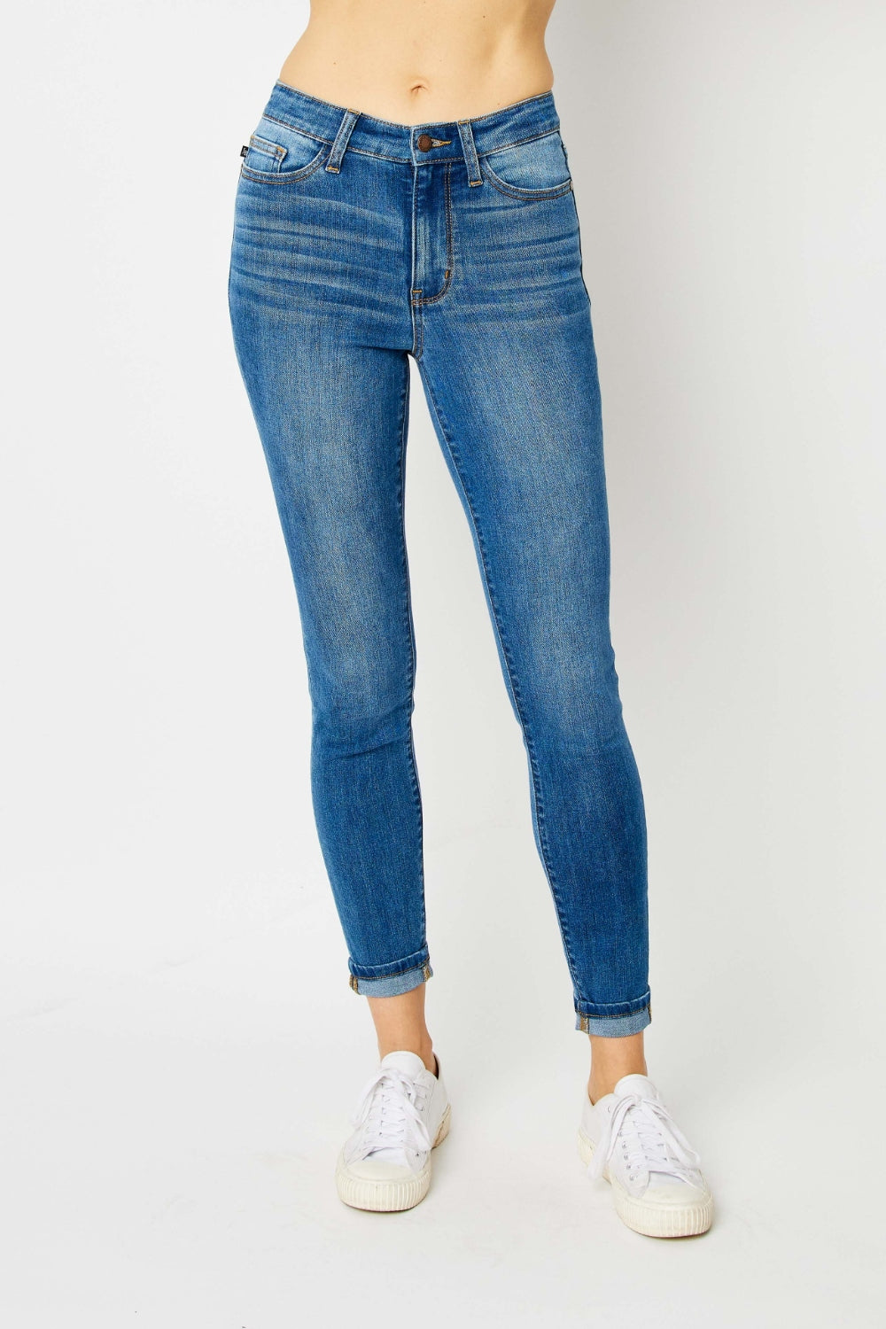 Judy Blue Low Rise Super Stretch Skinny Jeans with Cuffs Medium
