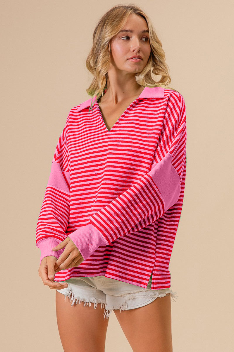 Striped Contrast Knit Top