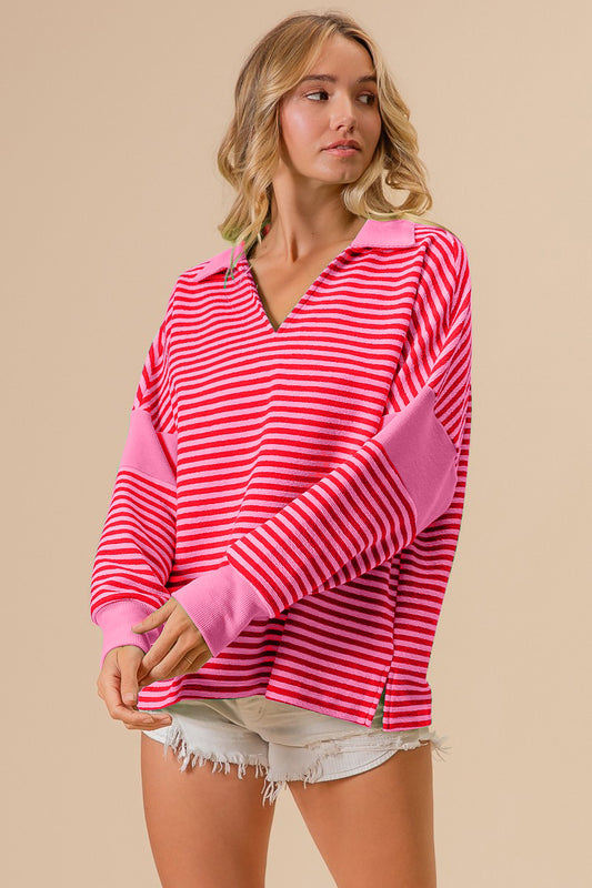 Striped Contrast Knit Top