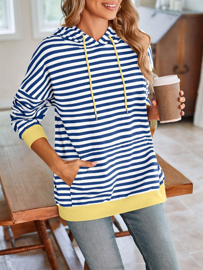 Striped Drawstring Hoodie