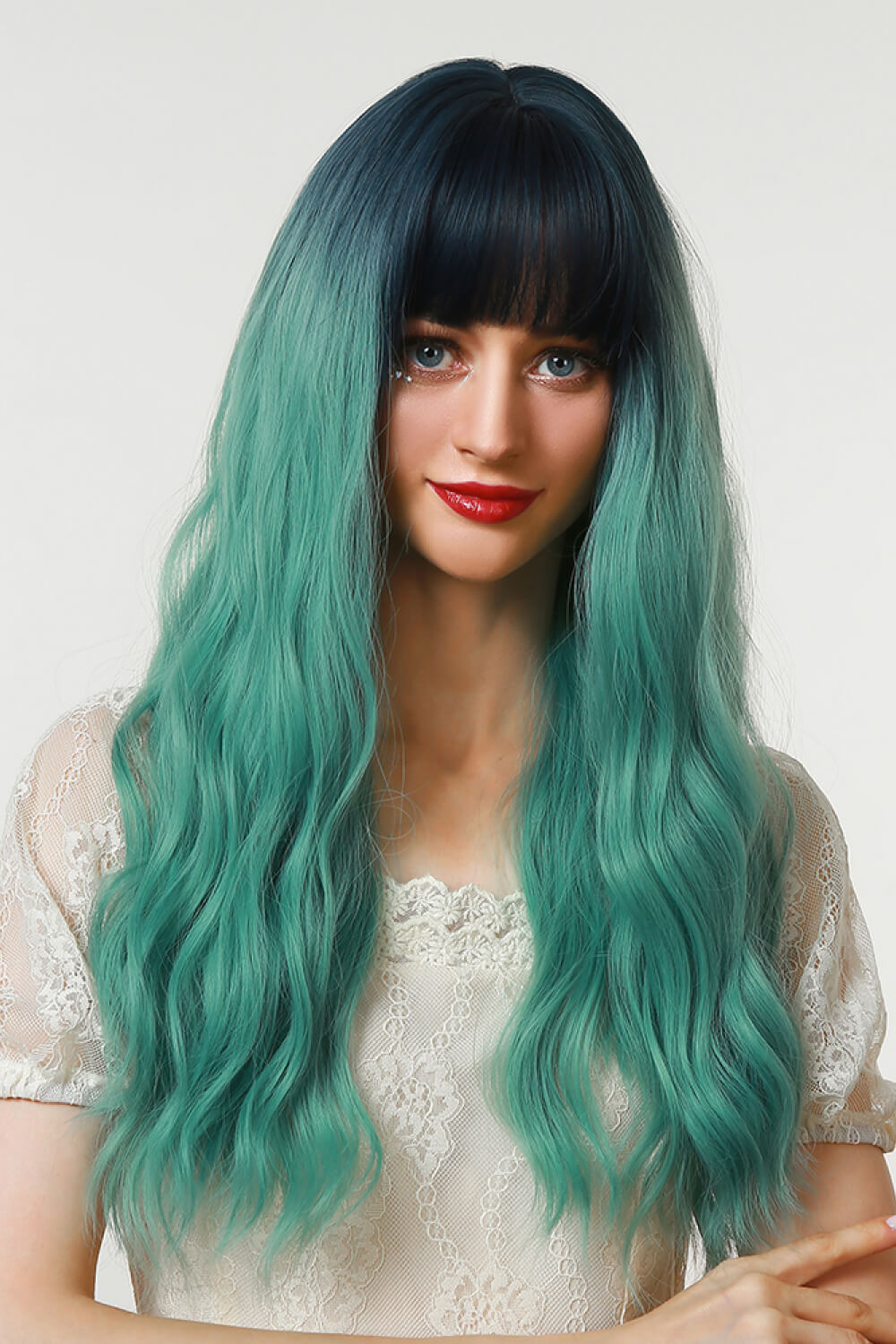 26" Long Wavy Seafoam Ombre Wig (Heat Resistant Synthetic)