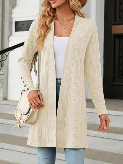 Open Front Long Sleeve Cardigan Tan