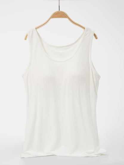 Scoop Neck Wide Strap Tank Ivory