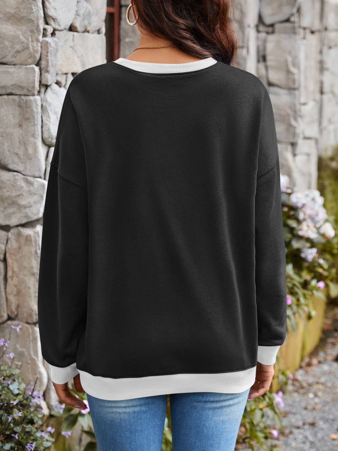 Women's Contrast Long Sleeve Sweatshirt