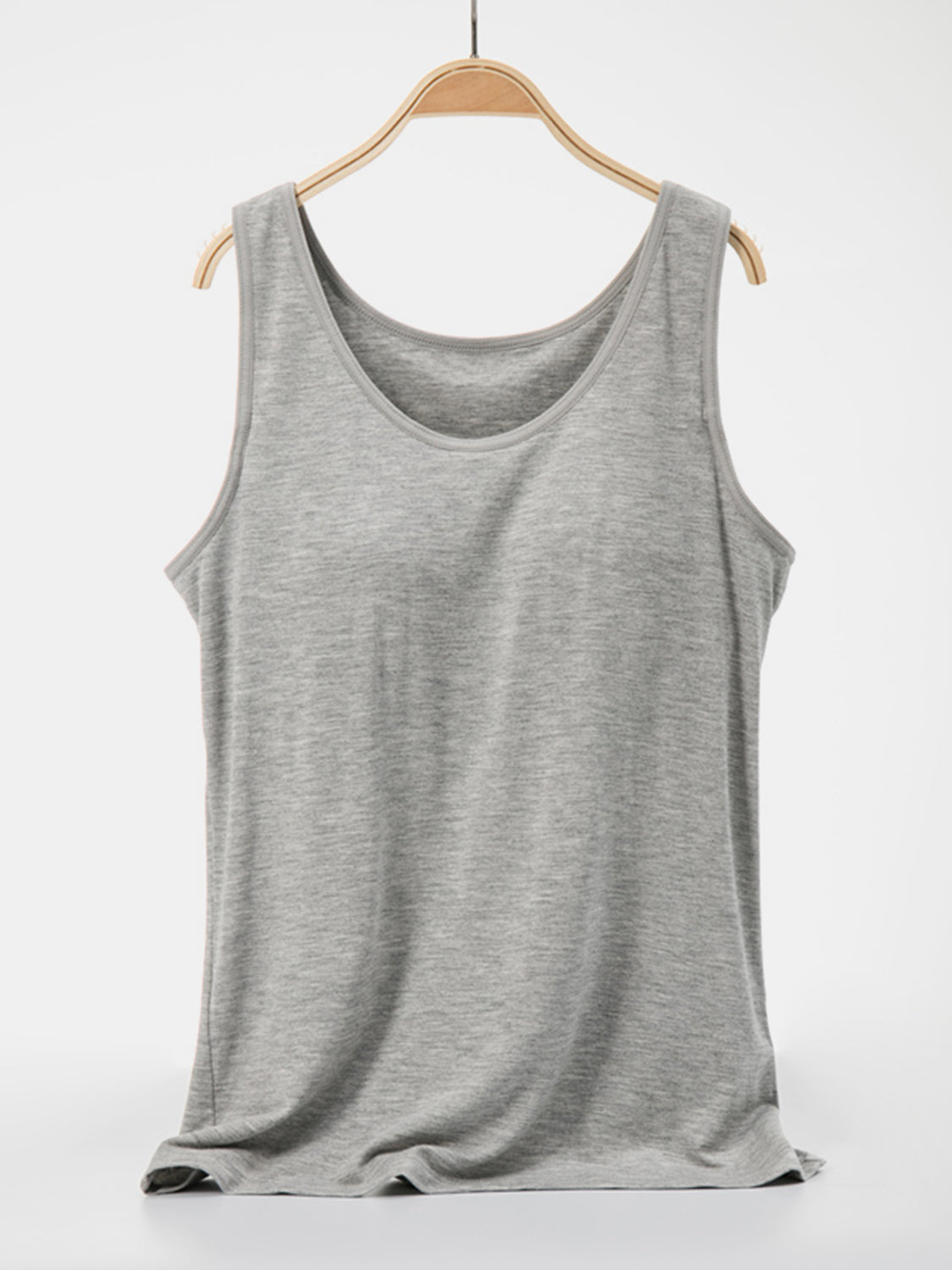 Scoop Neck Wide Strap Tank Gray