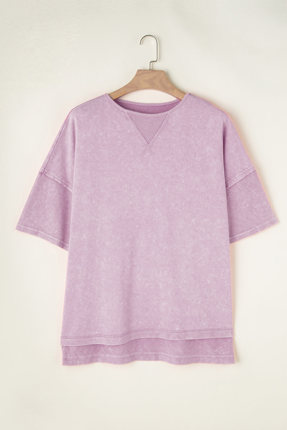 Plus Size Round Neck Half Sleeve T-Shirt Pink Purple