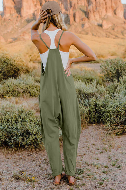 Sleeveless V-Neck Jumpsuit with Pockets