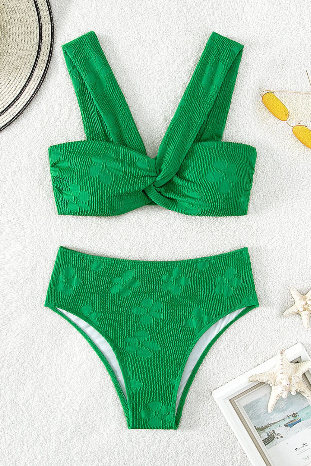Textured High-Waist Twist Bikini Set