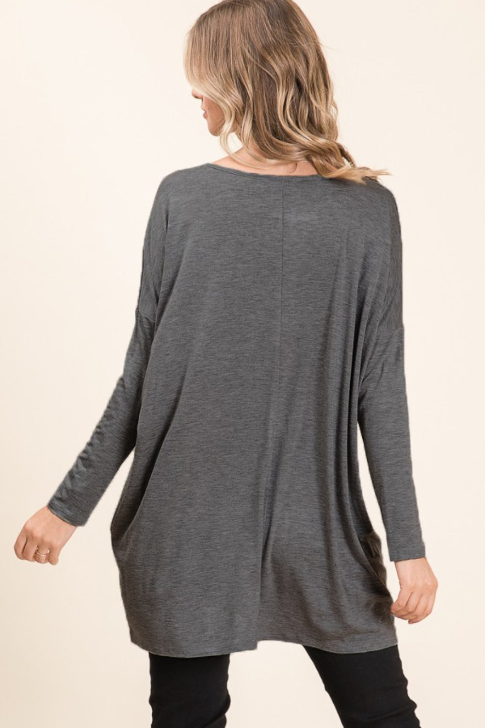 BOMBOM Round Neck Long Sleeve Oversized Top