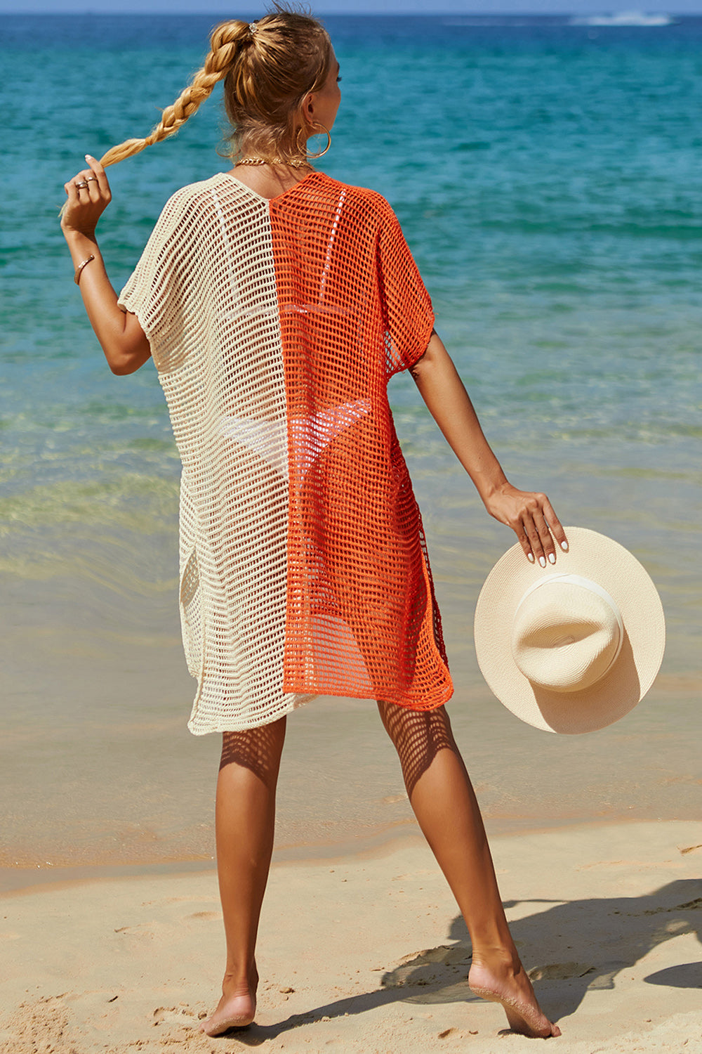 Lightweight Openwork Longline Beach Cover-Up