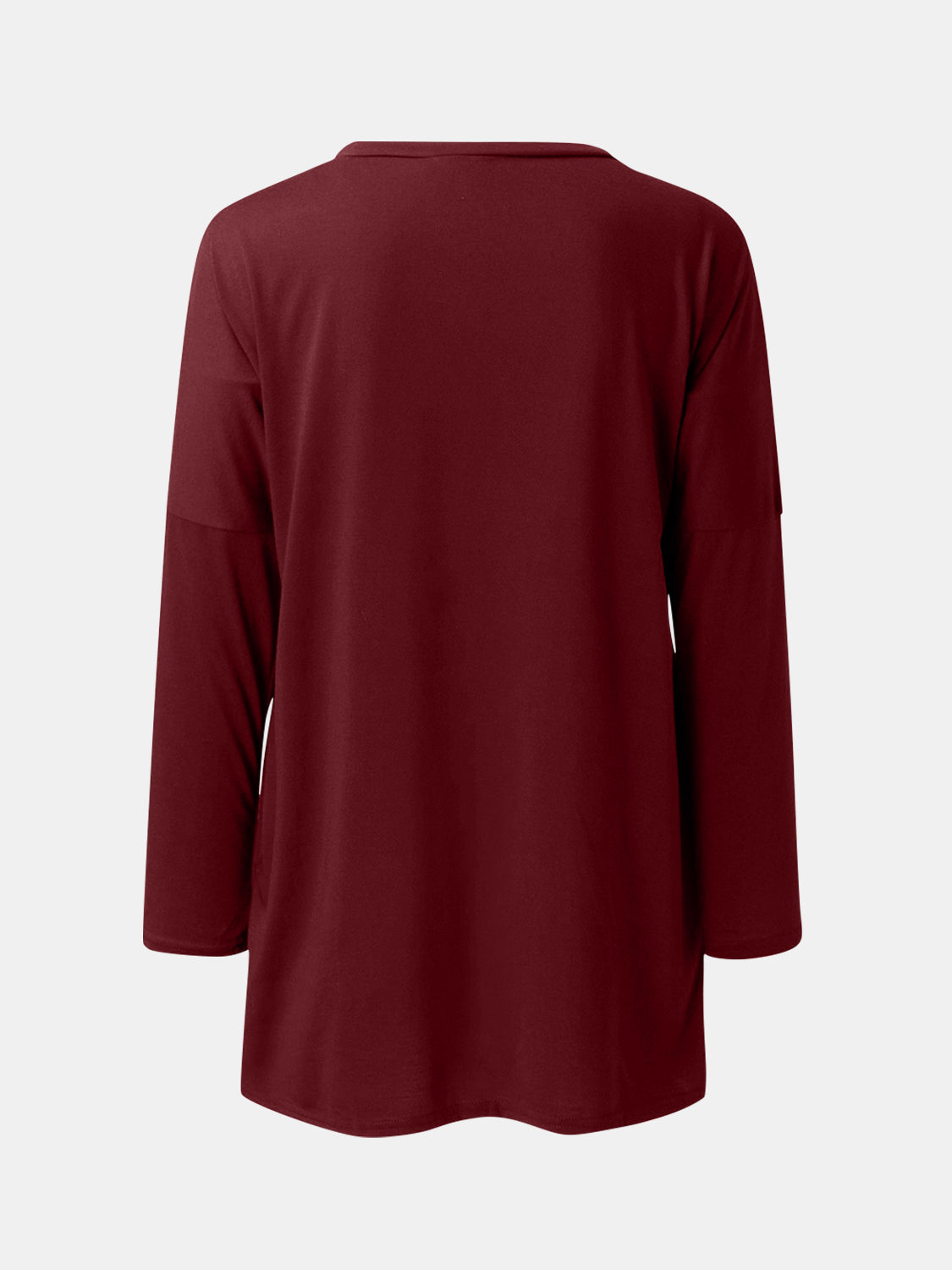 Full Size Round Neck Long Sleeve T-Shirt Burgundy