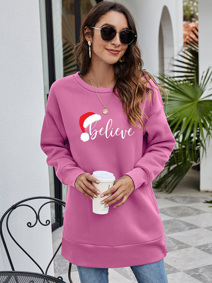 BELIEVE Graphic Tunic Sweatshirt Moonlit Mauve