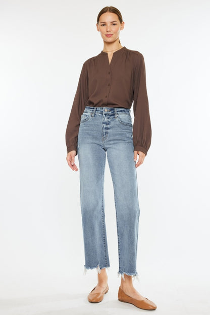 Kancan High Rise Slim Wide Leg Jeans Light