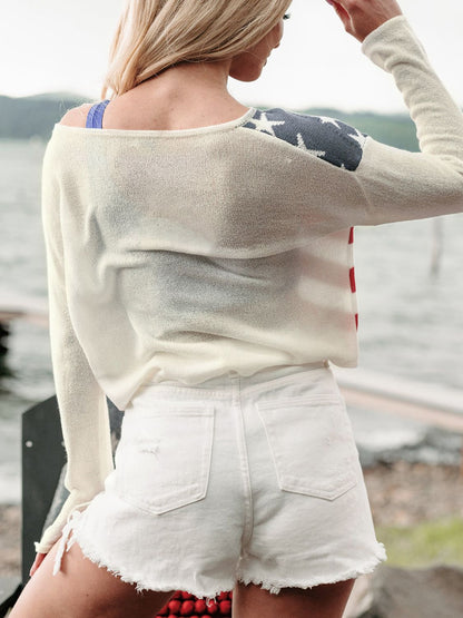 American Flag Knit Top