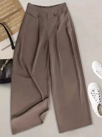 Full Size Wide Leg Pants Coffee Brown