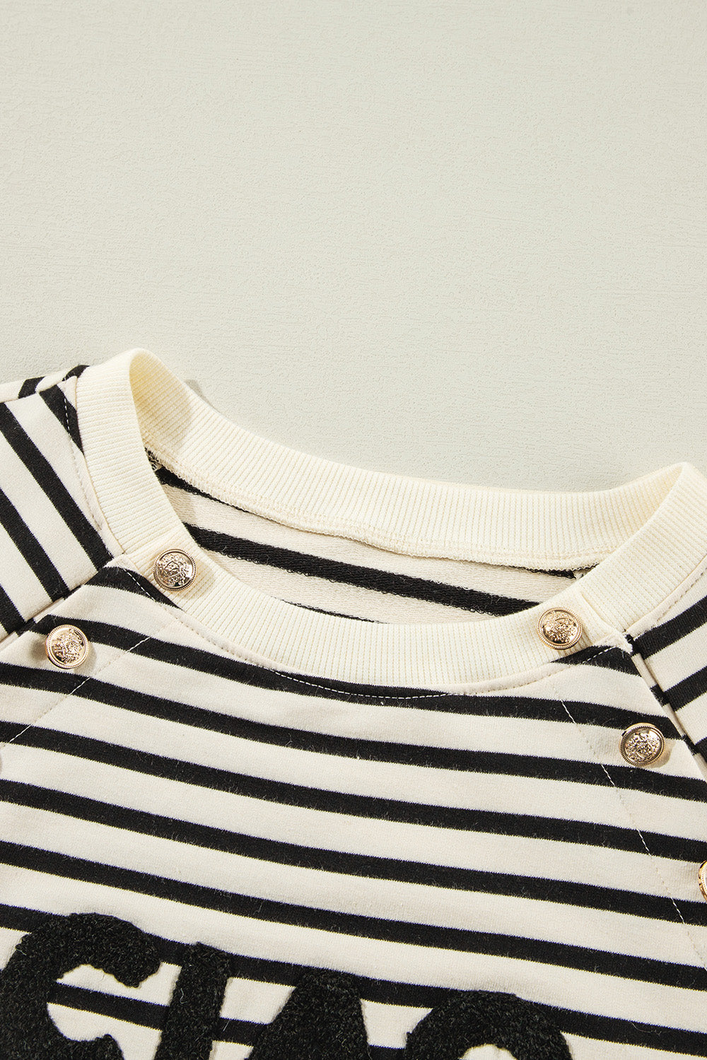 Back-to-School Striped Button Sweatshirt