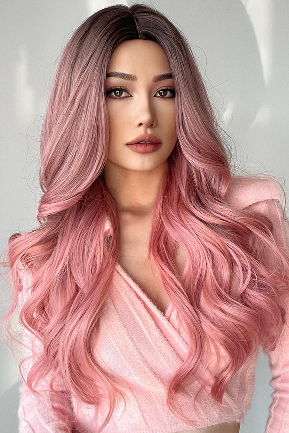 26" Pink Wavy Wig