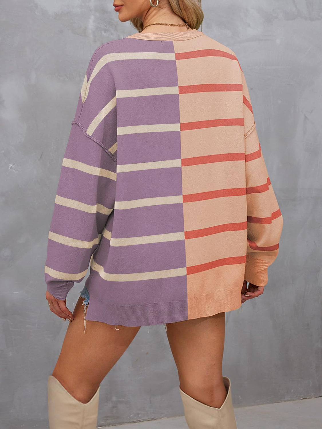 Classic Striped Sweater Dusty Pink