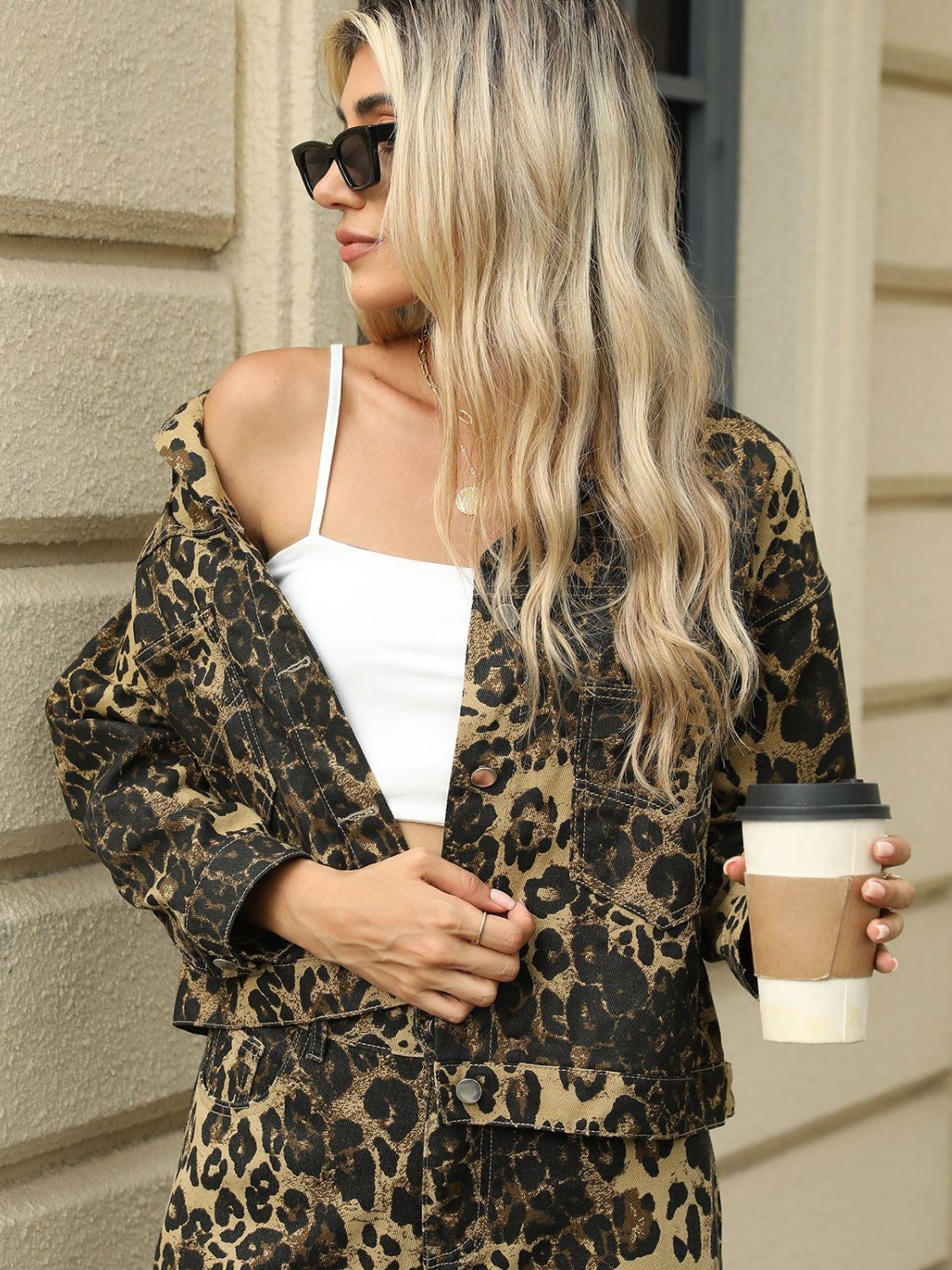 Leopard Print Denim Jacket