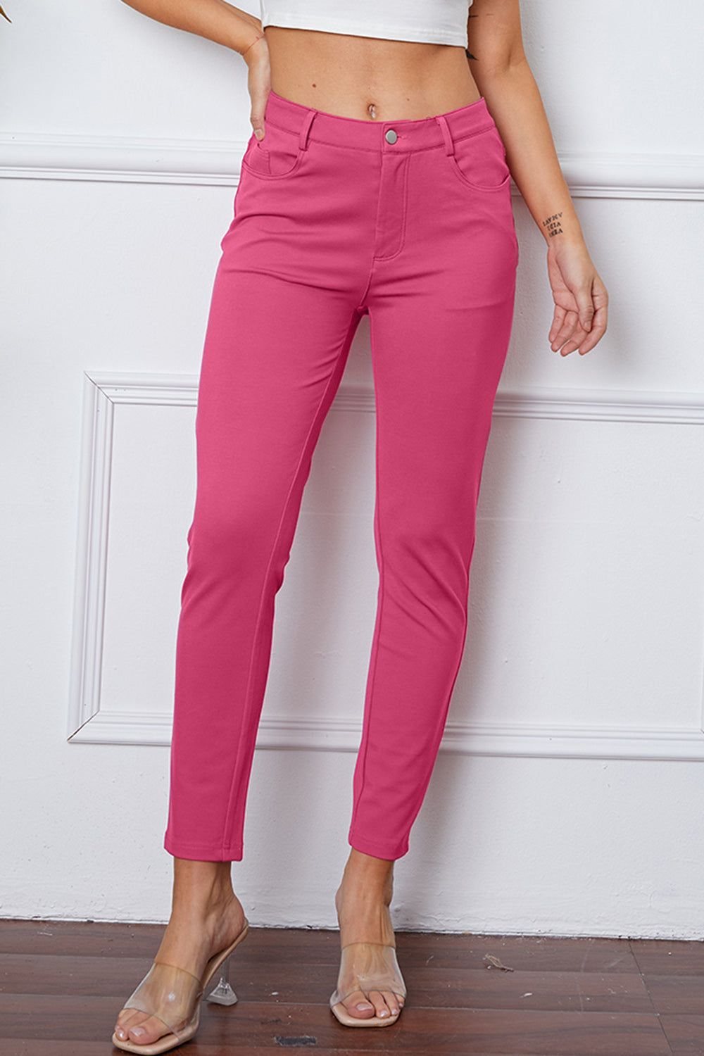 High Waist Stretchy Rayon Blend Pants