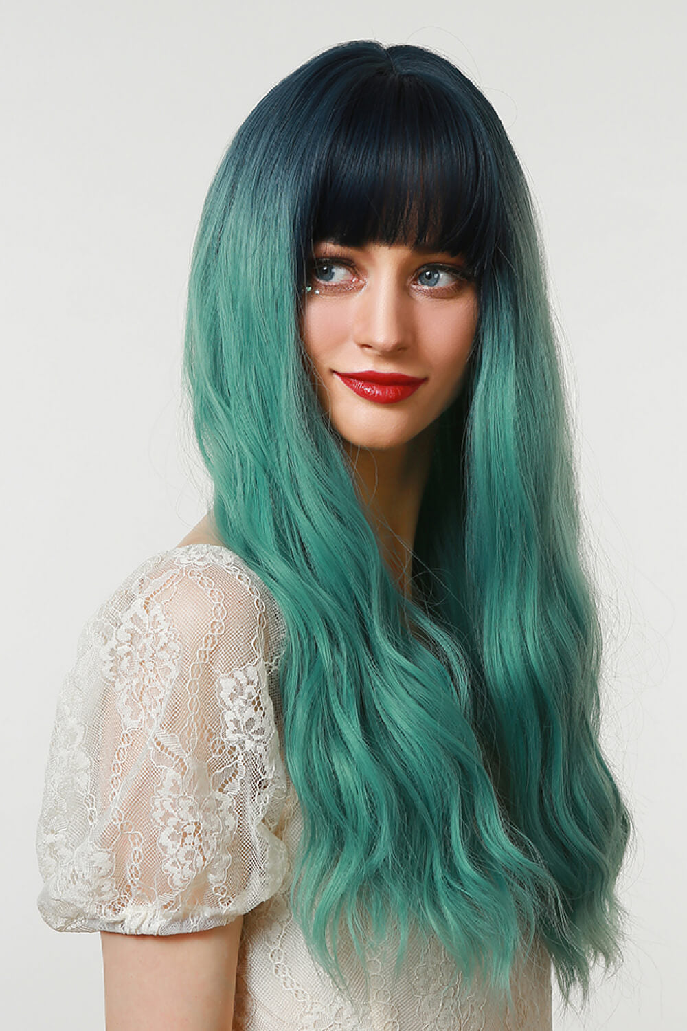 26" Long Wavy Seafoam Ombre Wig (Heat Resistant Synthetic)