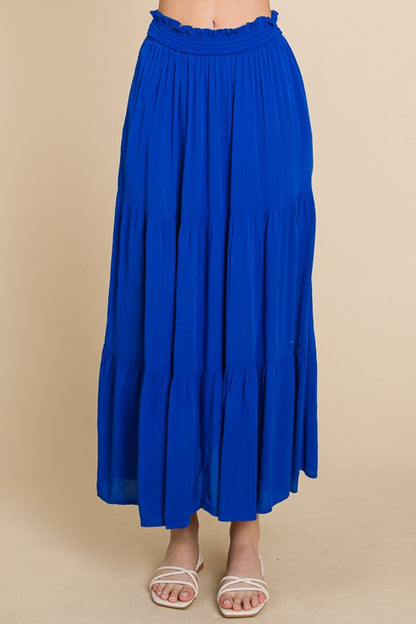 Culture Code Full Size Frill Ruched Midi Skirt ROYAL