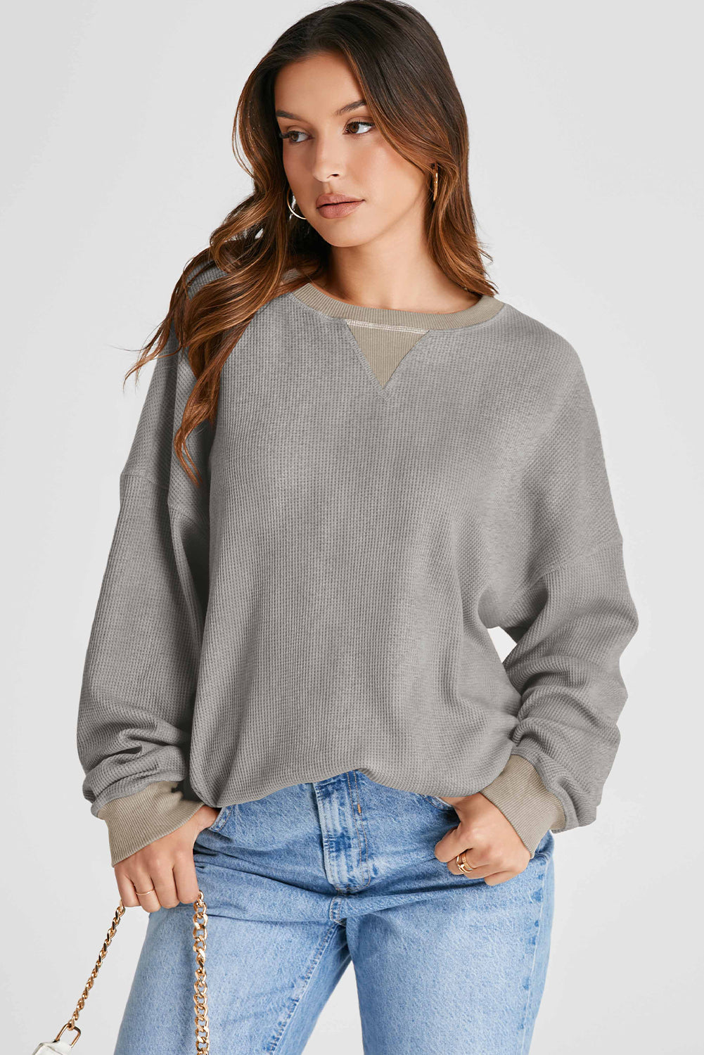 Classic Waffle Knit Back-to-School Sweatshirt