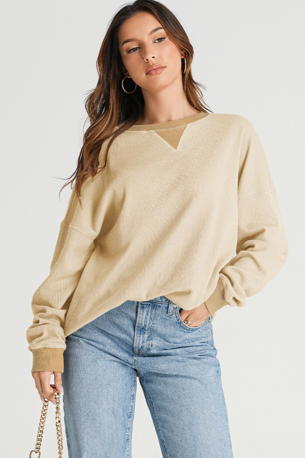 Classic Waffle Knit Back-to-School Sweatshirt