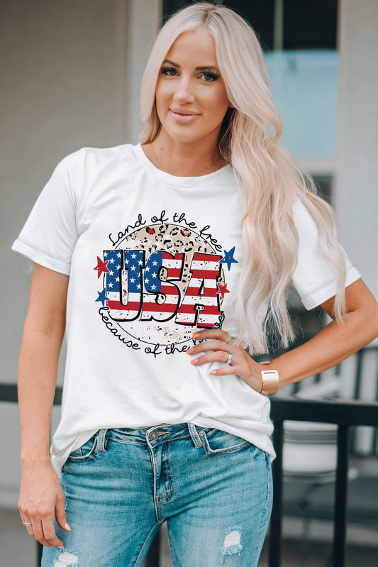 USA Graphic Round Neck Tee White