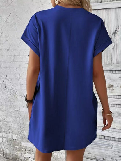 Casual Pocketed Round Neck Tee Dress