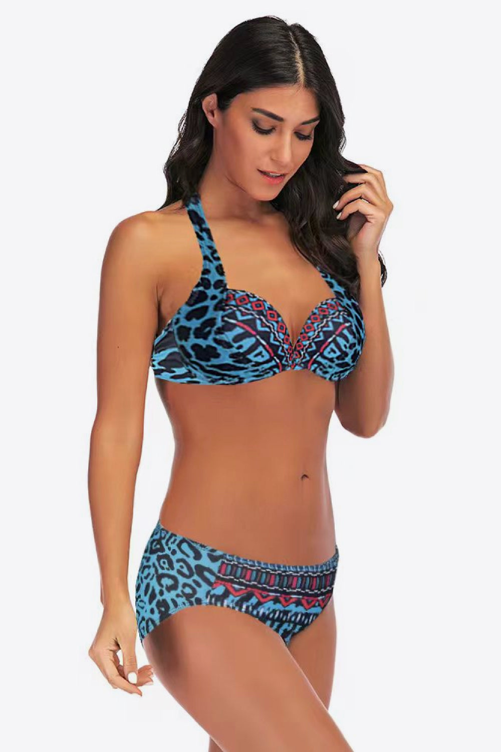 Mid Waist Leopard Bikini Set