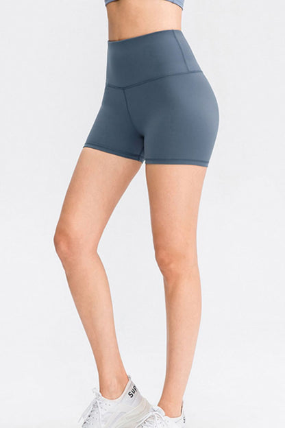 Wide Waistband Sports Shorts Dusty Blue